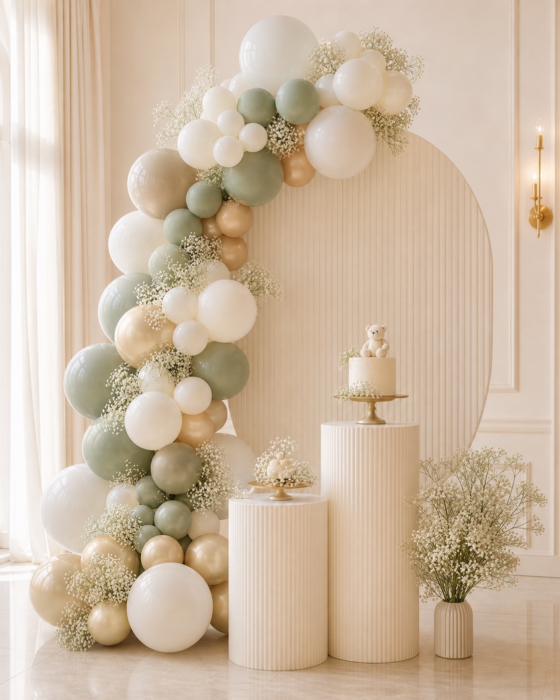 Decor simplu cu baloane pentru botez